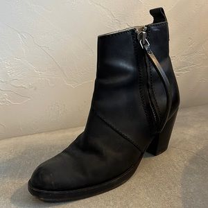 ACNE black leather ankle boot